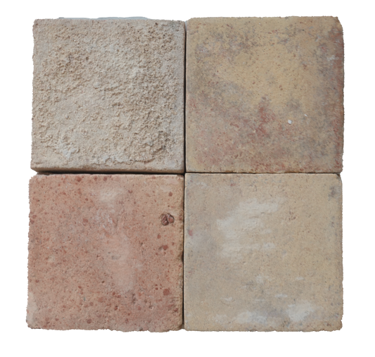 Small Square French Multicolor Antique Terracotta Tile