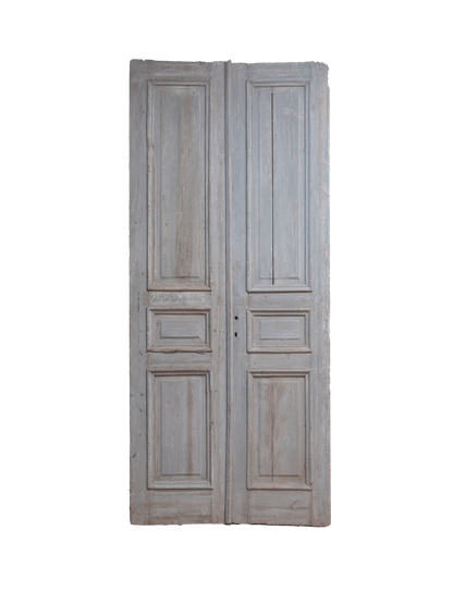 Three Raised Panel French Antique Door with Blue Patina AG307