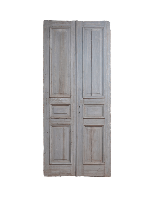 Three Raised Panel French Antique Door with Blue Patina AG307