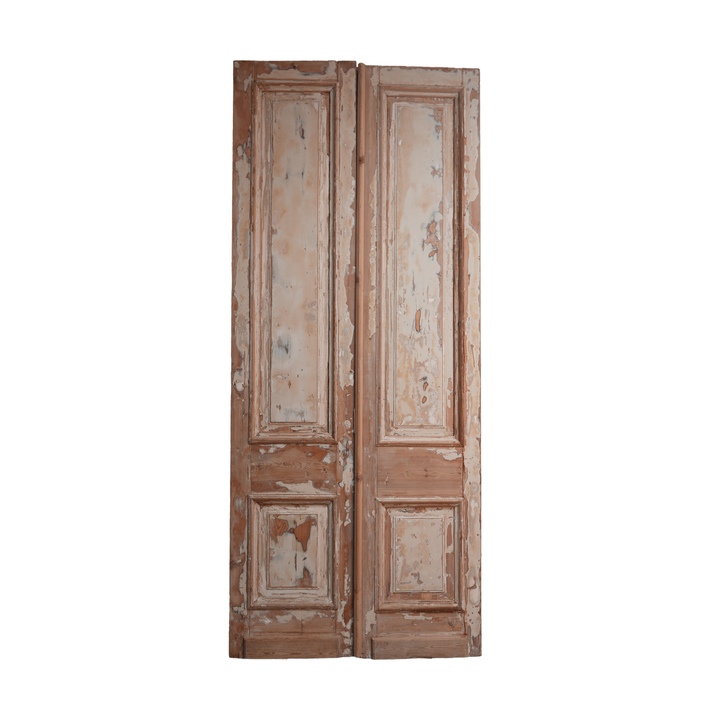 Vintage wooden door with a white background
