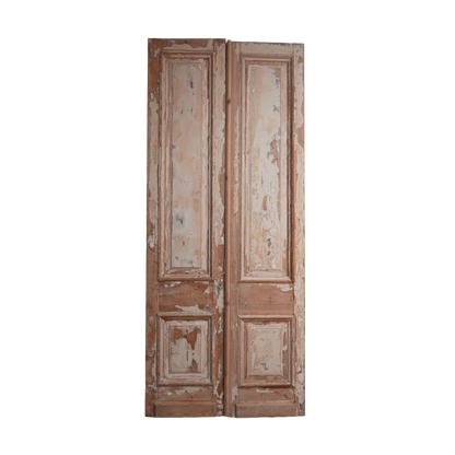 Vintage wooden door with a white background