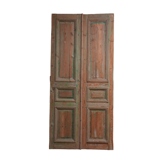 Double Raised Panel Door Green Patina AA036