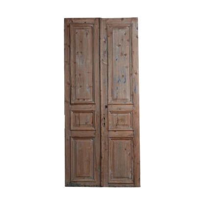 Antique French Door with Raised Panels and blue paint 46x105x1.75