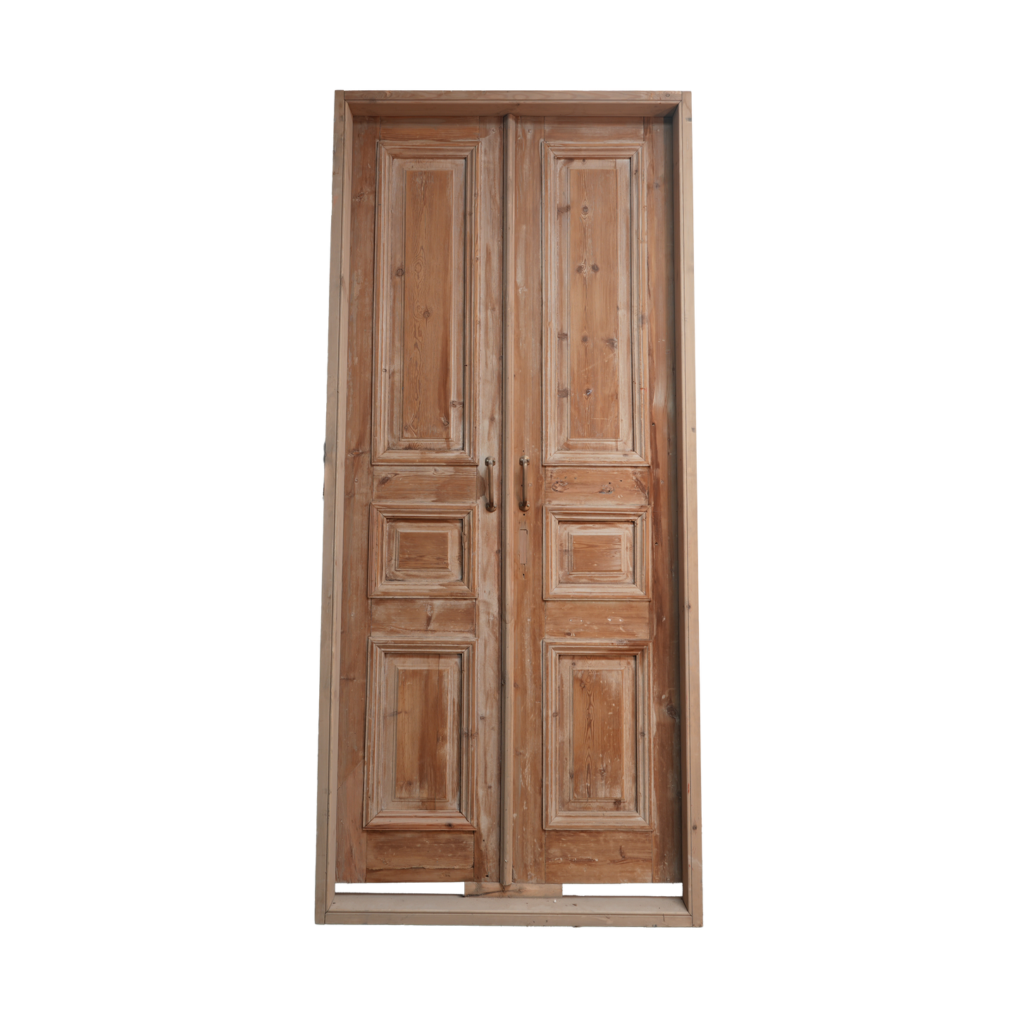 Pair of wooden double doors on a white background
