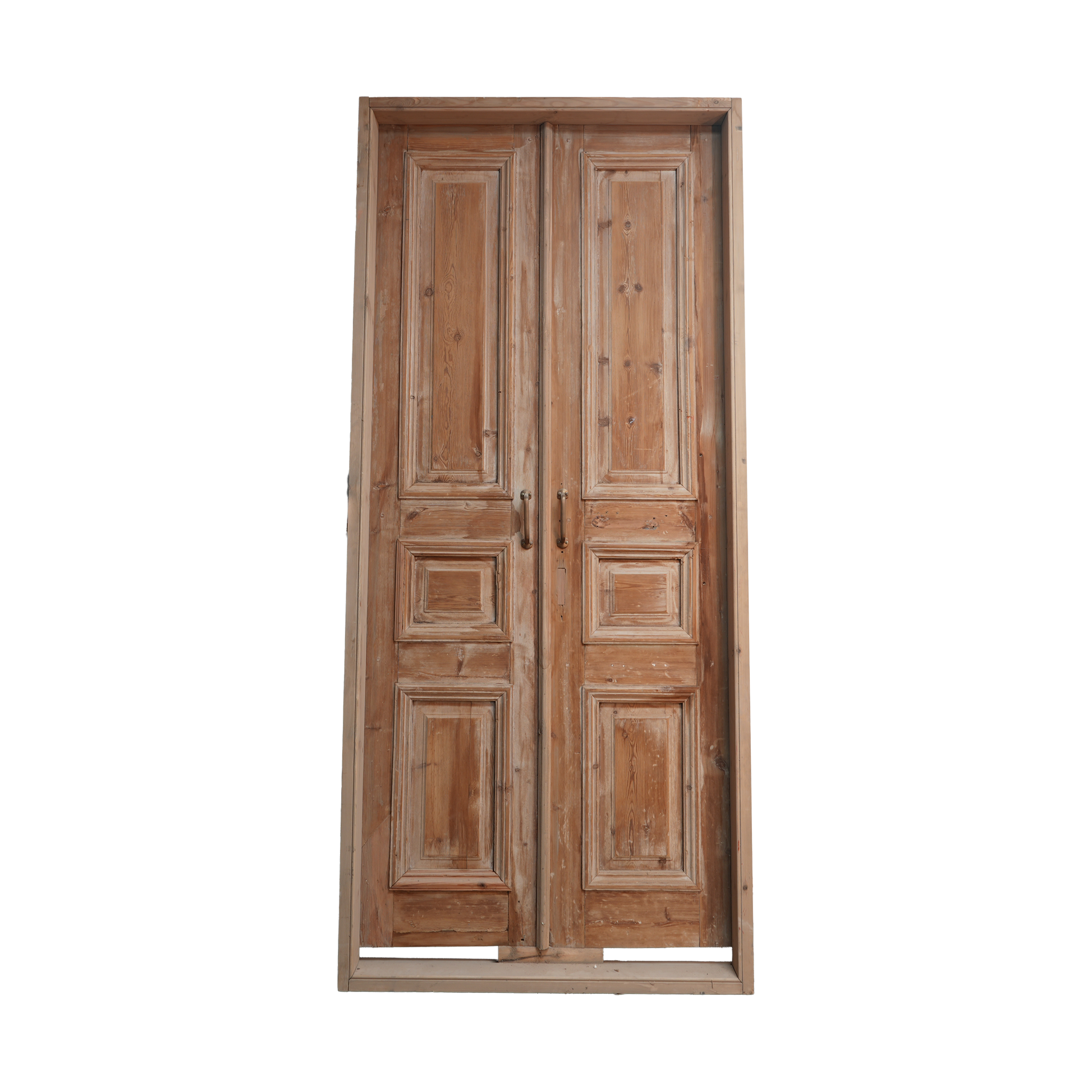 Pair of wooden double doors on a white background