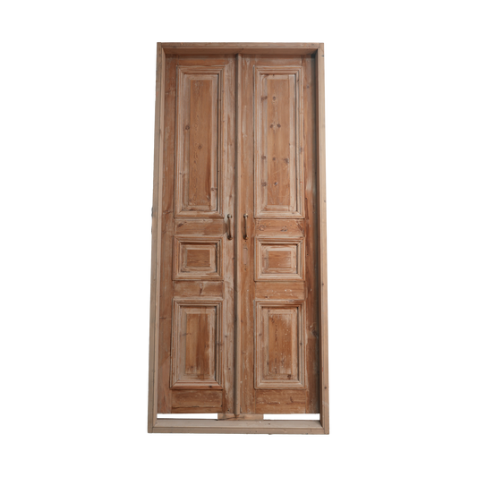 Pair of wooden double doors on a white background